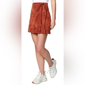 Blank NYC NWT Asymmetrical Leather Brown Wrap Skirt Size 27